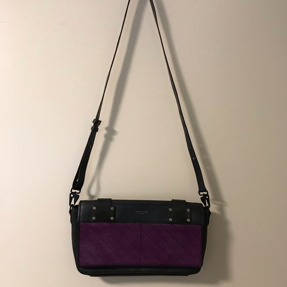 Rag and Bone Pilot clutch, navy and plum calf hair - Picture 3 of 8